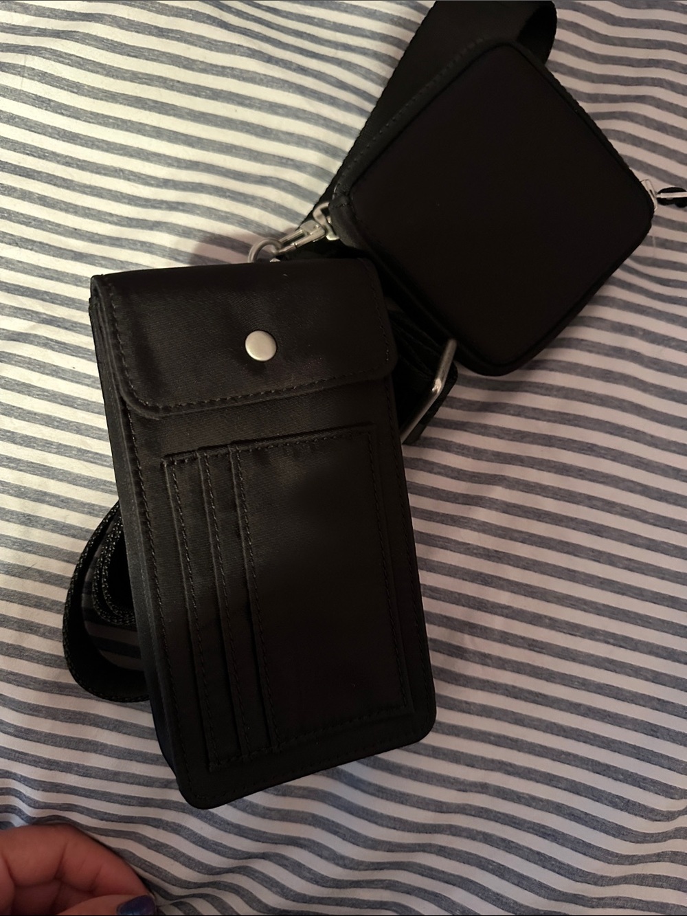 Fabletics Black Slim Crossbody Card Organizer